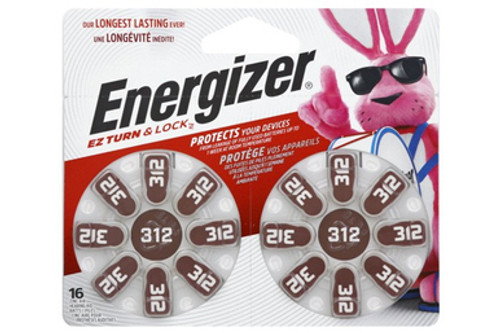 Energizer AZ312 Zinc Air Hearing Aid Batteries (16 Card)