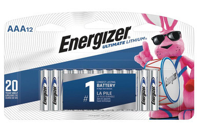 Energizer Ultimate Lithium AAA L92 12-pack batteries card front view