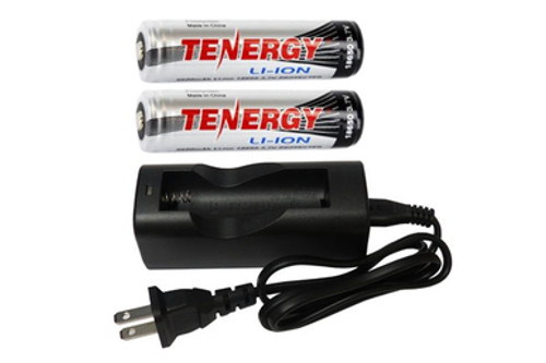 Li-Ion Charger (Single Slot) + 2 x Tenergy 18650 3.6V Lithium Ion Batteries (2600 mAh) w/ PCB