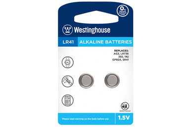 Westinghouse LR41 AG3 alkaline button batteries on card