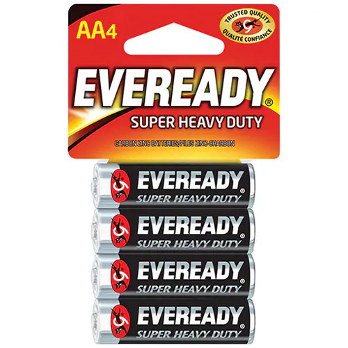 AA Eveready Super Heavy Duty batteries 4 card pack