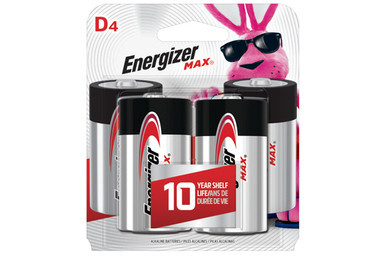 Energizer MAX D E95BP-4 4-pack alkaline batteries front packaging