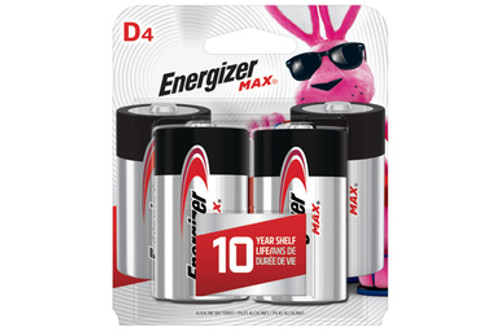 D Energizer MAX E95BP-4 Alkaline Batteries (4 Card)