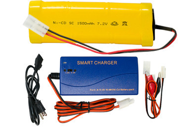 7.2V NiCd battery pack with universal smart charger for RC cars