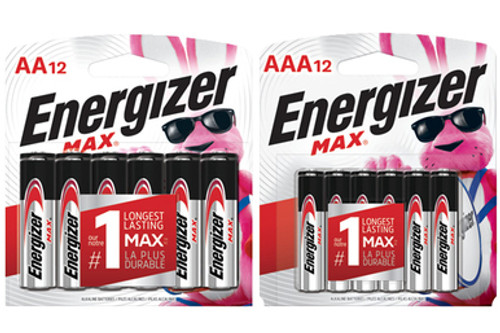 12 AA + 12 AAA Energizer MAX Alkaline Battery Combo (On Cards)