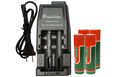 Power Portable 2-slot Li-Ion charger with four 18650 batteries