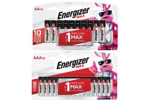 16 AA + 16 AAA Energizer MAX Alkaline Battery Combo (On Cards)