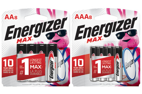 8 AA + 8 AAA Energizer MAX Alkaline Battery Combo (On Cards)