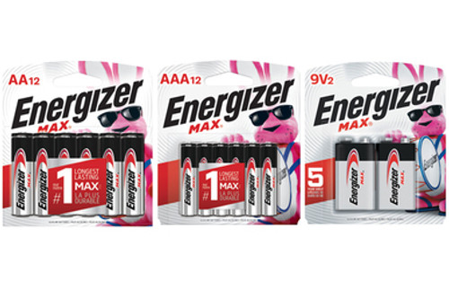 12 AA + 12 AAA + 2  9 Volt Energizer MAX Alkaline Battery Combo (On Cards)