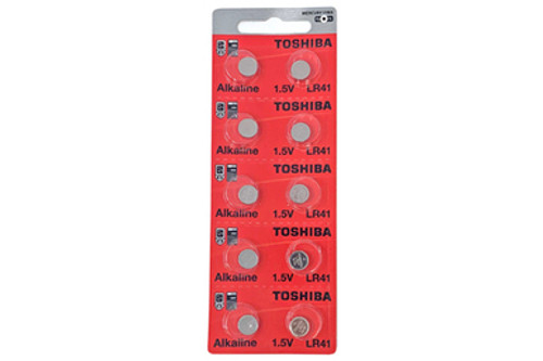LR41 / AG3 Toshiba Alkaline Button Batteries (10 Card)