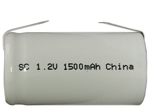 Sub C NiCd Battery with Tabs (1500 mAh)