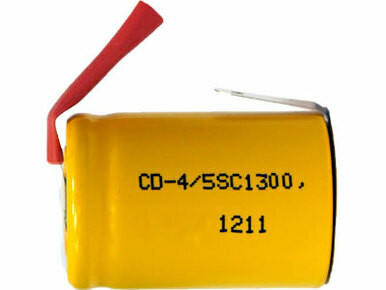 Power Portable 4/5 Sub C NiCd battery with tabs, 1300 mAh
