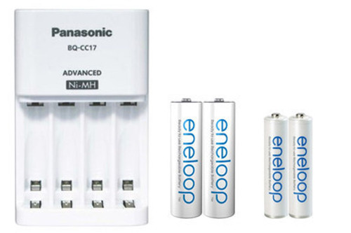 Panasonic BQ-CC17 Smart Battery Charger + 2 AA (2000mAh) + 2 AAA (800mAh) Panasonic Eneloop Rechargeable Batteries