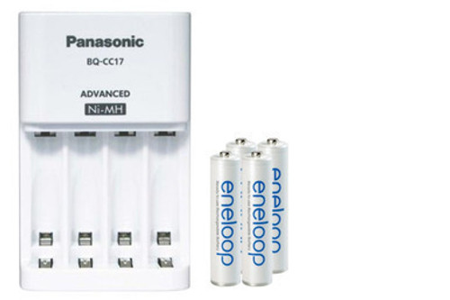 Panasonic BQ-CC17 Smart Battery Charger + 4 AAA (800mAh) Panasonic Eneloop Rechargeable Batteries