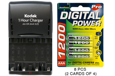 Kodak smart charger with eight AccuPower AAA NiMH batteries