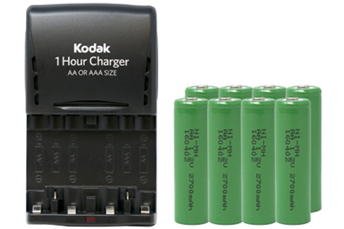 Kodak AA / AAA Smart Charger + 8 AA NiMH Batteries (2700 mAh)