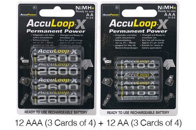 AccuPower AccuLoop-X AA and AAA rechargeable battery combo