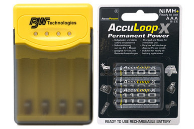 Quest Q2 Smart Charger with four AAA AccuPower batteries