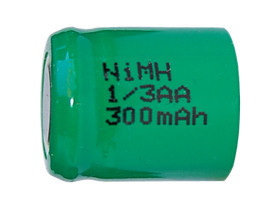 Power Portable 1/3 AA NiMH Flat Top Battery 300mAh front view