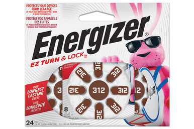 Energizer AZ312 24 pack zinc air hearing aid batteries