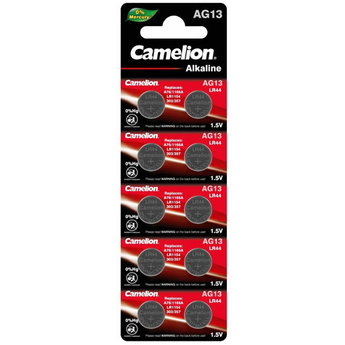 Camelion AG13 LR44 button batteries 10-card pack