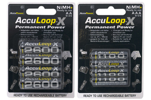 4 x AAA (1100 mAh) + 4 x AA (2600 mAh) AccuPower AccuLoop-X NiMH Battery Combo