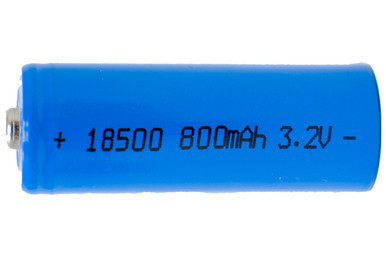 Power Portable 18500 3.2V LiFePO4 800mAh battery front view
