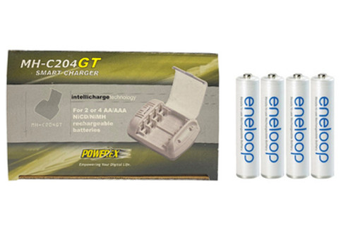 Powerex MH-C204GT AA / AAA Smart Battery Charger & 4 AAA NiMH Panasonic (Sanyo) Eneloop Rechargeable Batteries (800 mAh)