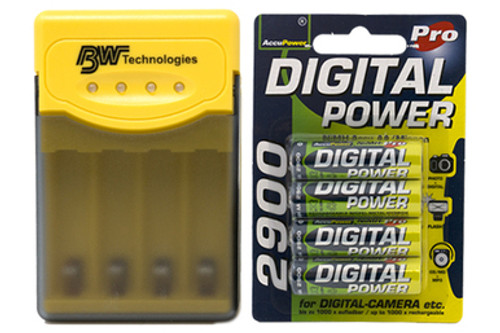 Quest Q2 Smart Charger + 8 AA NiMH AccuPower Batteries (2900 mAh)