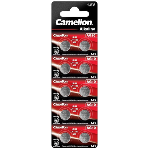 Camelion AG10 389 390 LR54 button batteries 10 card pack