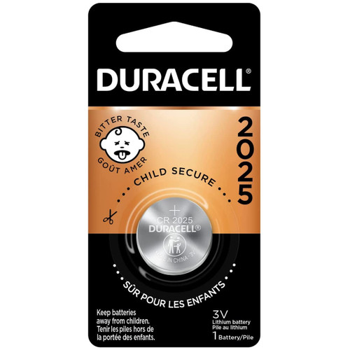 CR2025 Duracell 3 Volt Lithium Coin Cell Battery (On a Card)