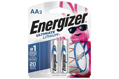 Energizer Ultimate Lithium AA L91 2-pack batteries front view