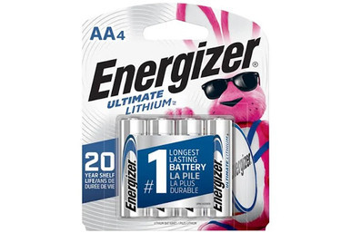 Energizer Ultimate Lithium AA L91 batteries 4-pack front packaging