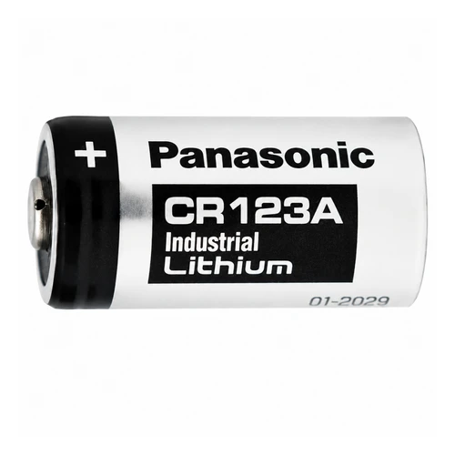Panasonic CR123A 3 Volt Lithium Battery front view