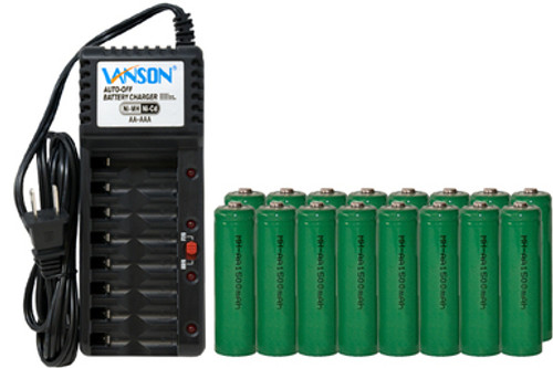 V-868 8 Bay AA & AAA Charger + 16 AA NiMH Batteries (2700 mAh)