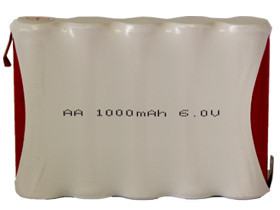 Power Portable 6 Volt NiCd battery pack with tabs, 1000 mAh