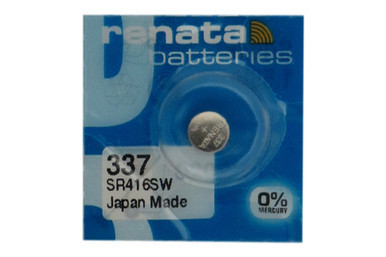 Renata 337 SR416SW silver oxide button battery front view