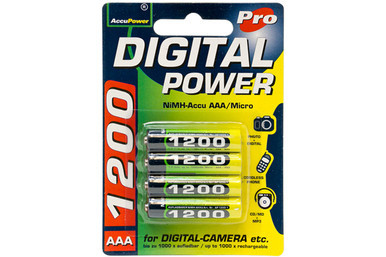 AAA AccuPower Micro 1200 mAh NiMH rechargeable battery 4 pack card
