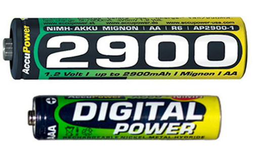 24 x AAA (1200 mAh) + 24 x AA (2900 mAh) NiMH AccuPower Batteries
