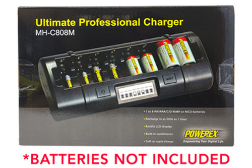 Powerex MH-C808M  8 Bay LCD Battery Charger (AA, AAA, C & D)