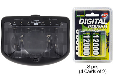 V2299 universal smart charger with eight AccuPower D batteries