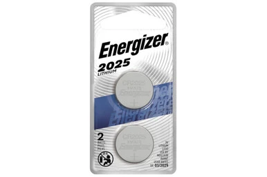 Energizer CR2025 3V lithium coin cell batteries 2 pack front view