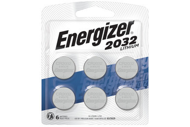 Pack of six Energizer CR2032 3V lithium coin cell batteries