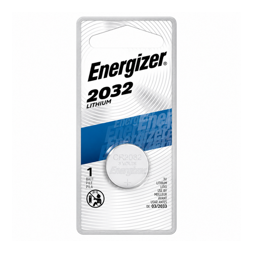 Energizer CR2032 3V lithium coin cell battery in retail card packaging