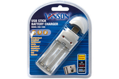 Vanson USB-1000 AA AAA stick battery charger front view