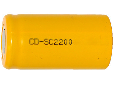 Power Portable Sub C NiCd 2200mAh flat top battery front view