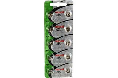 10-pack Maxell LR41 AG3 alkaline button batteries