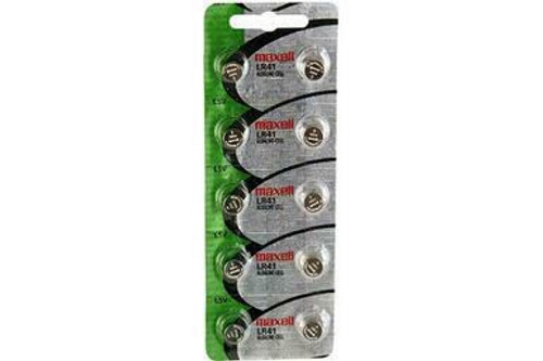 10-Pack LR41/AG3 Maxell Alkaline Button Batteries