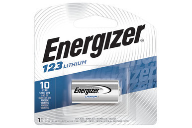 Energizer CR123A EL123A 3V lithium battery single pack front view