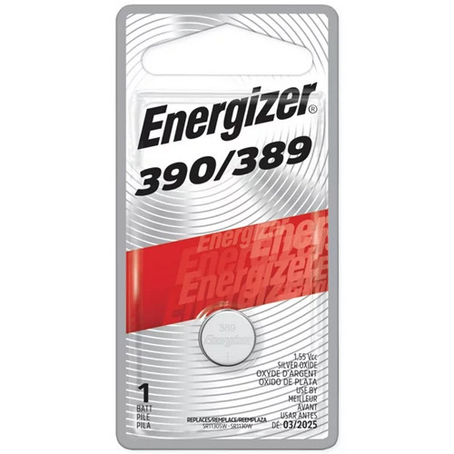 Energizer 389 SR1130SW Silver Oxide Button Battery on retail card